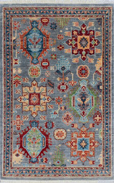 Chobi Grey Hand Knotted 4'0" X 6'1"  Area Rug 700-145518