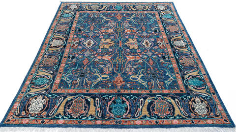 Chobi Blue Hand Knotted 710 X 98 Area Rug 700-145523 Image 1