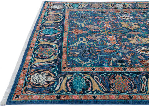 Chobi Blue Hand Knotted 710 X 98 Area Rug 700-145523 Image 3