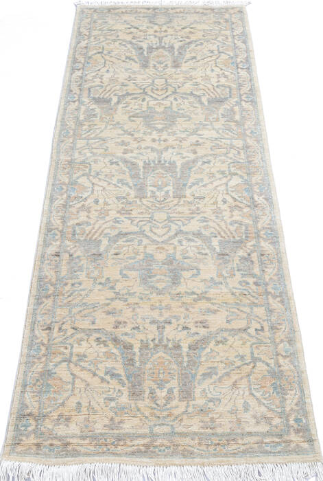 Chobi Beige Runner Hand Knotted 27 X 80 Area Rug 700-145524 Image 1