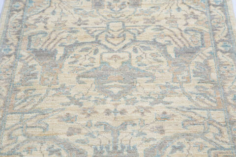 Chobi Beige Runner Hand Knotted 27 X 80 Area Rug 700-145524 Image 3