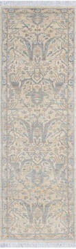Afghan Chobi Beige Runner 6 to 9 ft Wool Carpet 145524