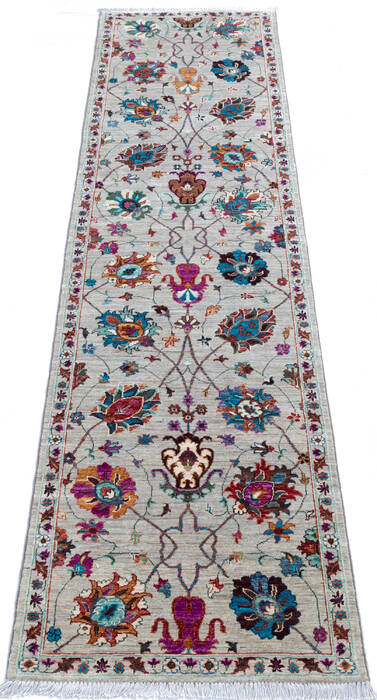 Chobi White Runner Hand Knotted 29 X 107 Area Rug 700-145526 Image 1