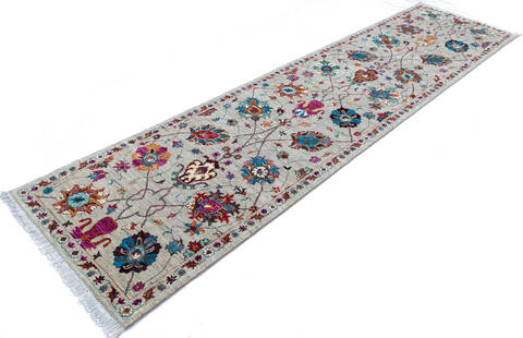 Chobi White Runner Hand Knotted 29 X 107 Area Rug 700-145526 Image 2