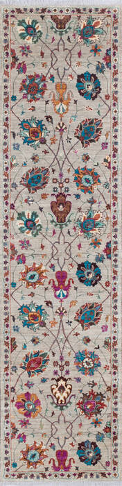 Chobi White Runner Hand Knotted 29 X 107 Area Rug 700-145526 Image 0