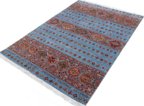 Chobi Blue Hand Knotted 58 X 81 Area Rug 700-145533 Image 2