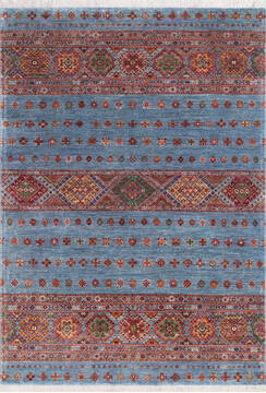 Chobi Blue Hand Knotted 5'8" X 8'1"  Area Rug 700-145533