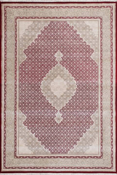 Indian Mahi Red Rectangle 4x6 ft Wool and Silk Carpet 145536