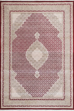 Indian Mahi Red Rectangle 5x7 ft Wool and Silk Carpet 145537