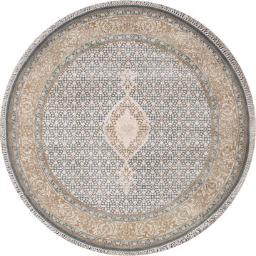 Mahi Blue Round Hand Knotted 5'0" X 5'0"  Area Rug 902-145539