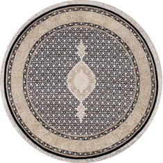 Indian Mahi Black Round 5 to 6 ft Wool and Silk Carpet 145544