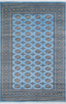 Pakistani Bokhara Blue Rectangle 7x10 ft Wool Carpet 145550