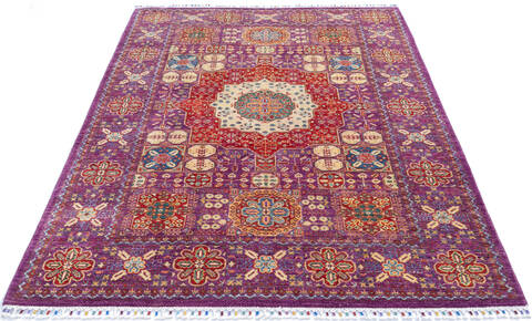 Chobi Purple Hand Knotted 56 X 80 Area Rug 700-145555 Image 1