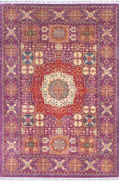 Pakistani Chobi Purple Rectangle 5x8 ft Wool Carpet 145555
