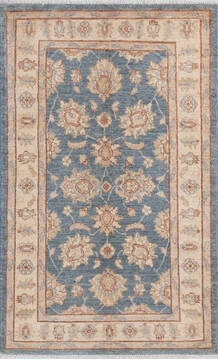 Afghan Chobi Blue Rectangle 2x4 ft Wool Carpet 145559