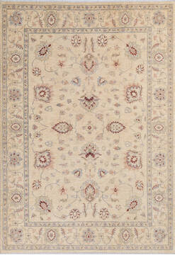 Afghan Chobi Beige Rectangle 5x8 ft Wool Carpet 145563