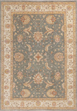 Afghan Chobi Green Rectangle 5x8 ft Wool Carpet 145564