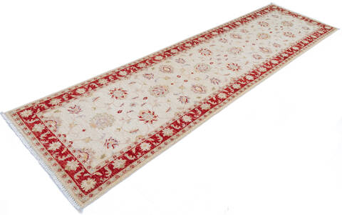 Chobi Beige Runner Hand Knotted 27 X 910 Area Rug 700-145570 Image 2