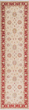Afghan Chobi Beige Runner 6 to 9 ft Wool Carpet 145570