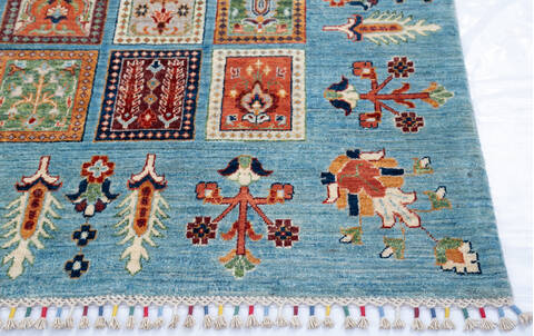 Chobi Blue Hand Knotted 81 X 101 Area Rug 700-145573 Image 4