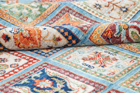 Chobi Blue Hand Knotted 81 X 101 Area Rug 700-145573 Image 5