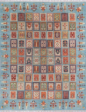 Chobi Blue Hand Knotted 8'1" X 10'1"  Area Rug 700-145573