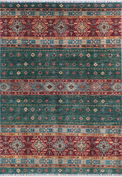 Chobi Green Hand Knotted 5'8" X 8'0"  Area Rug 700-145578
