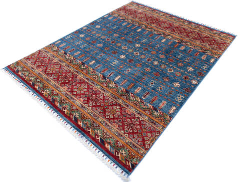 Chobi Blue Hand Knotted 411 X 65 Area Rug 700-145580 Image 2