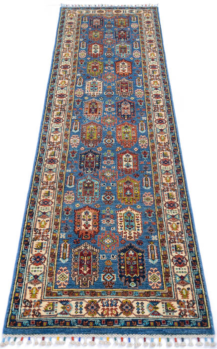 Chobi Blue Runner Hand Knotted 27 X 910 Area Rug 700-145586 Image 1