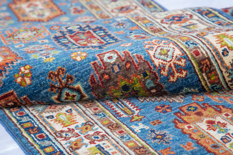 Chobi Blue Runner Hand Knotted 27 X 910 Area Rug 700-145586 Image 5