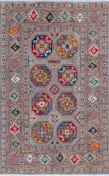 Chobi Grey Hand Knotted 3'10" X 6'2"  Area Rug 700-145588