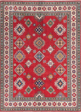 Afghan Kazak Red Rectangle 5x7 ft Wool Carpet 145591