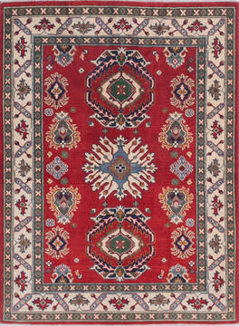 Kazak Red Hand Knotted 4'2" X 5'7"  Area Rug 700-145594