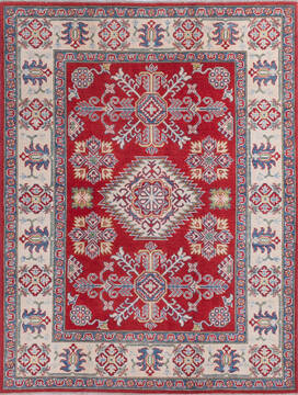 Afghan Kazak Red Rectangle 5x7 ft Wool Carpet 145600