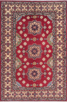Kazak Red Hand Knotted 3'10" X 5'9"  Area Rug 700-145602