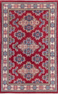 Kazak Red Hand Knotted 3'10" X 6'2"  Area Rug 700-145604