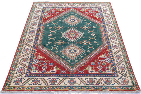 Kazak Green Hand Knotted 58 X 80 Area Rug 700-145607 Image 1