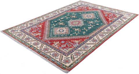 Kazak Green Hand Knotted 58 X 80 Area Rug 700-145607 Image 2