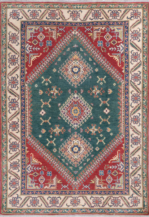 Kazak Green Hand Knotted 58 X 80 Area Rug 700-145607 Image 0
