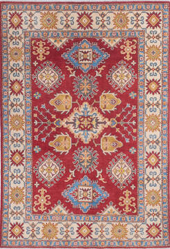 Afghan Kazak Red Rectangle 5x7 ft Wool Carpet 145617