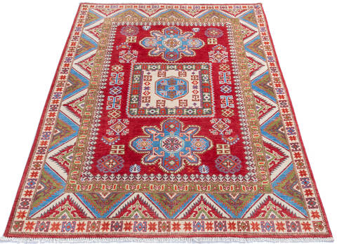 Kazak Red Hand Knotted 50 X 65 Area Rug 700-145618 Image 1