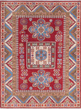 Kazak Red Hand Knotted 5'0" X 6'5"  Area Rug 700-145618