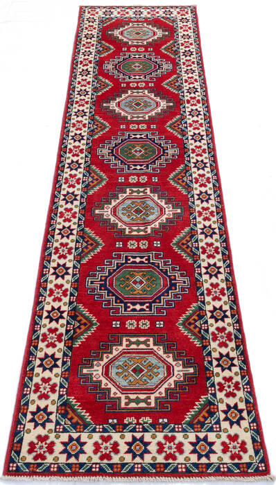 Kazak Red Runner Hand Knotted 26 X 100 Area Rug 700-145625 Image 1