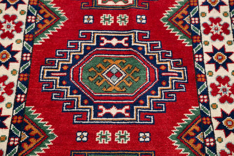 Kazak Red Runner Hand Knotted 26 X 100 Area Rug 700-145625 Image 3