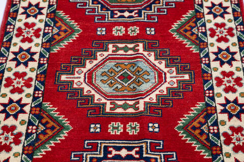 Kazak Red Runner Hand Knotted 26 X 100 Area Rug 700-145625 Image 4