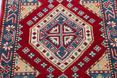 Kazak Red Runner Hand Knotted 21 X 60 Area Rug 700-145627 Image 3