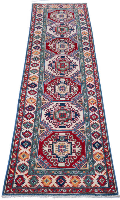 Kazak Multicolor Runner Hand Knotted 26 X 103 Area Rug 700-145628 Image 1