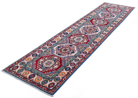 Kazak Multicolor Runner Hand Knotted 26 X 103 Area Rug 700-145628 Image 2