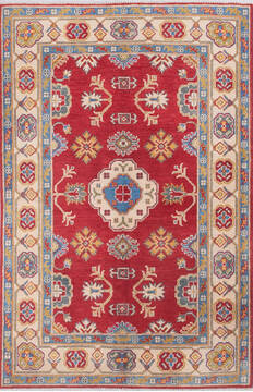Kazak Red Hand Knotted 4'0" X 6'2"  Area Rug 700-145635