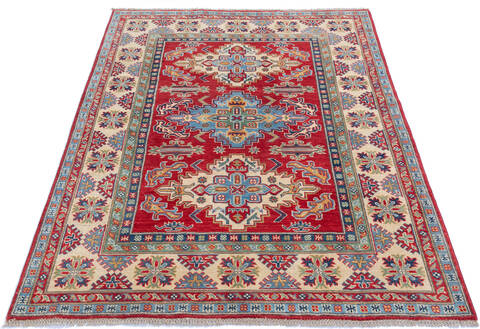 Kazak Red Hand Knotted 51 X 68 Area Rug 700-145637 Image 1